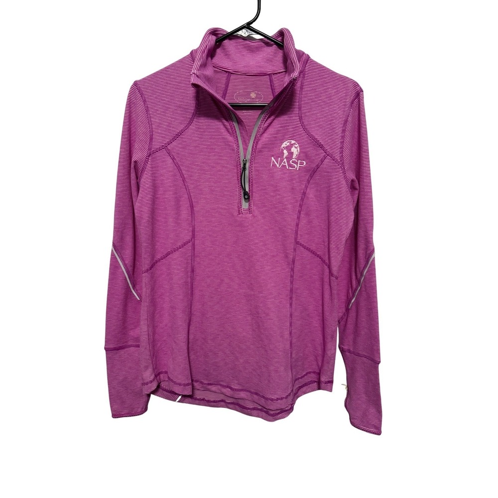 Tangerine Women's NASP Striped 1/4 Zip Athletic Pullover Activewear Top M